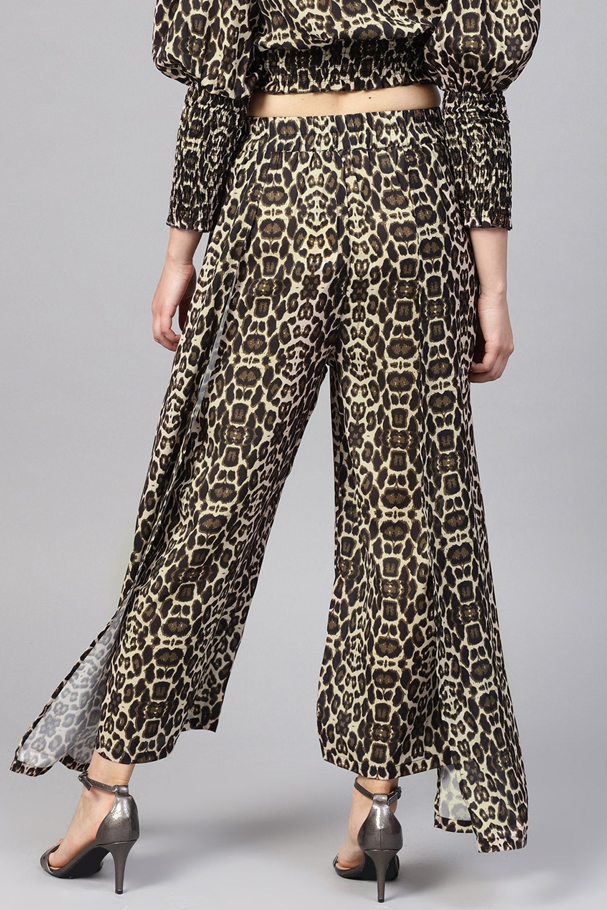 Women's Black Cheetah Palazzo Pants