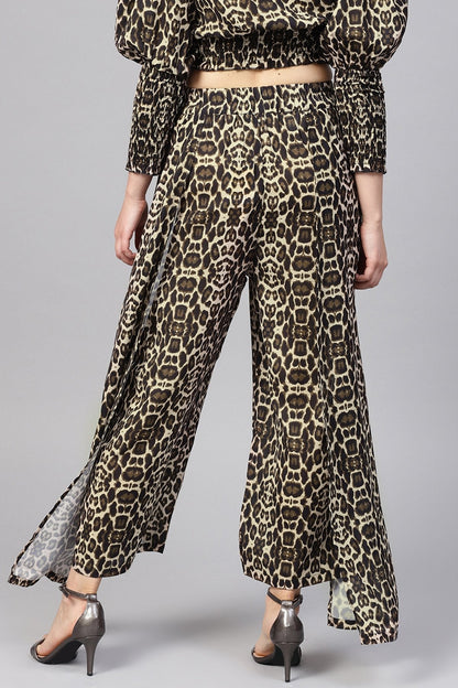 Women's Black Cheetah Palazzo Pants