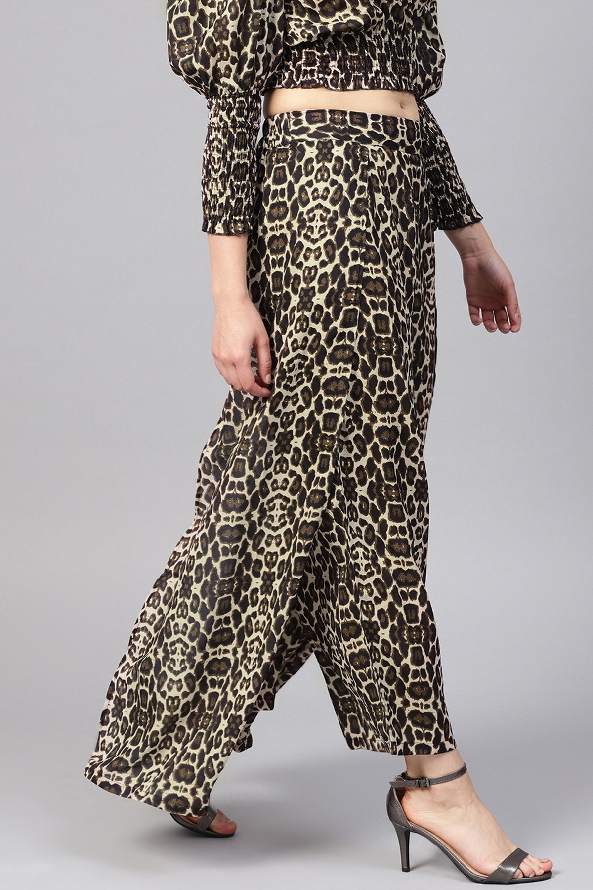 Women's Black Cheetah Palazzo Pants