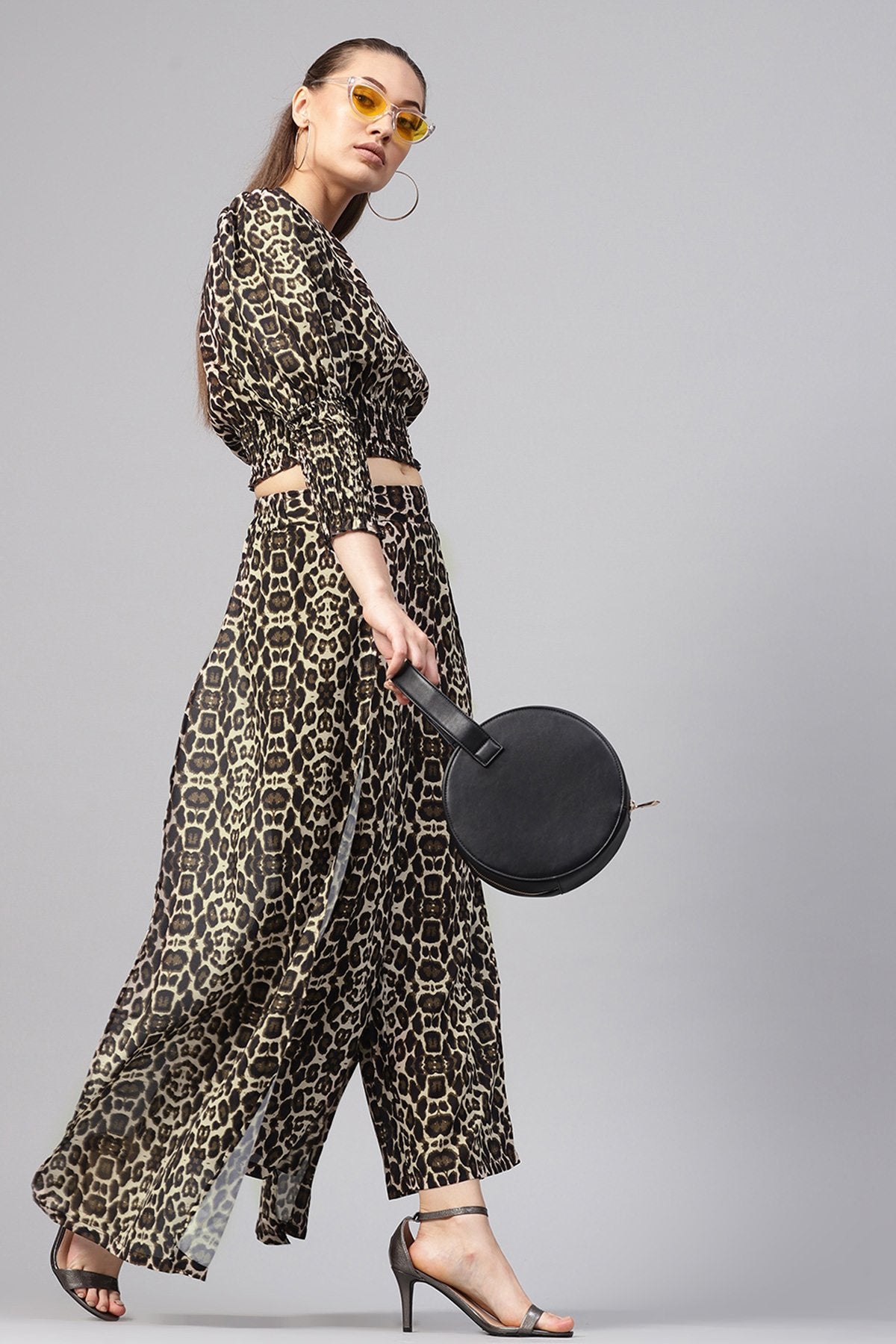 Women's Black Cheetah Palazzo Pants