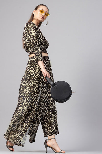 Women's Black Cheetah Palazzo Pants
