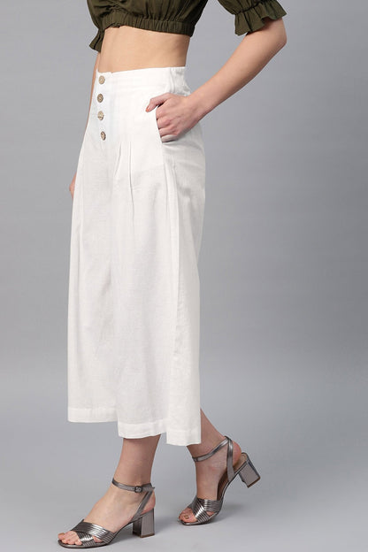 Women's White Front Button Pants