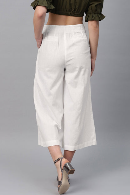 Women's White Front Button Pants