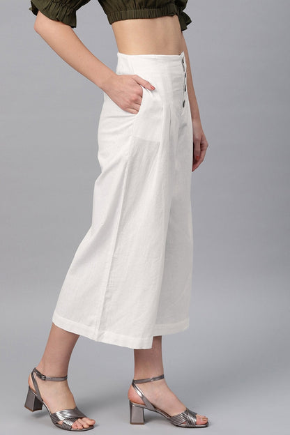 Women's White Front Button Pants