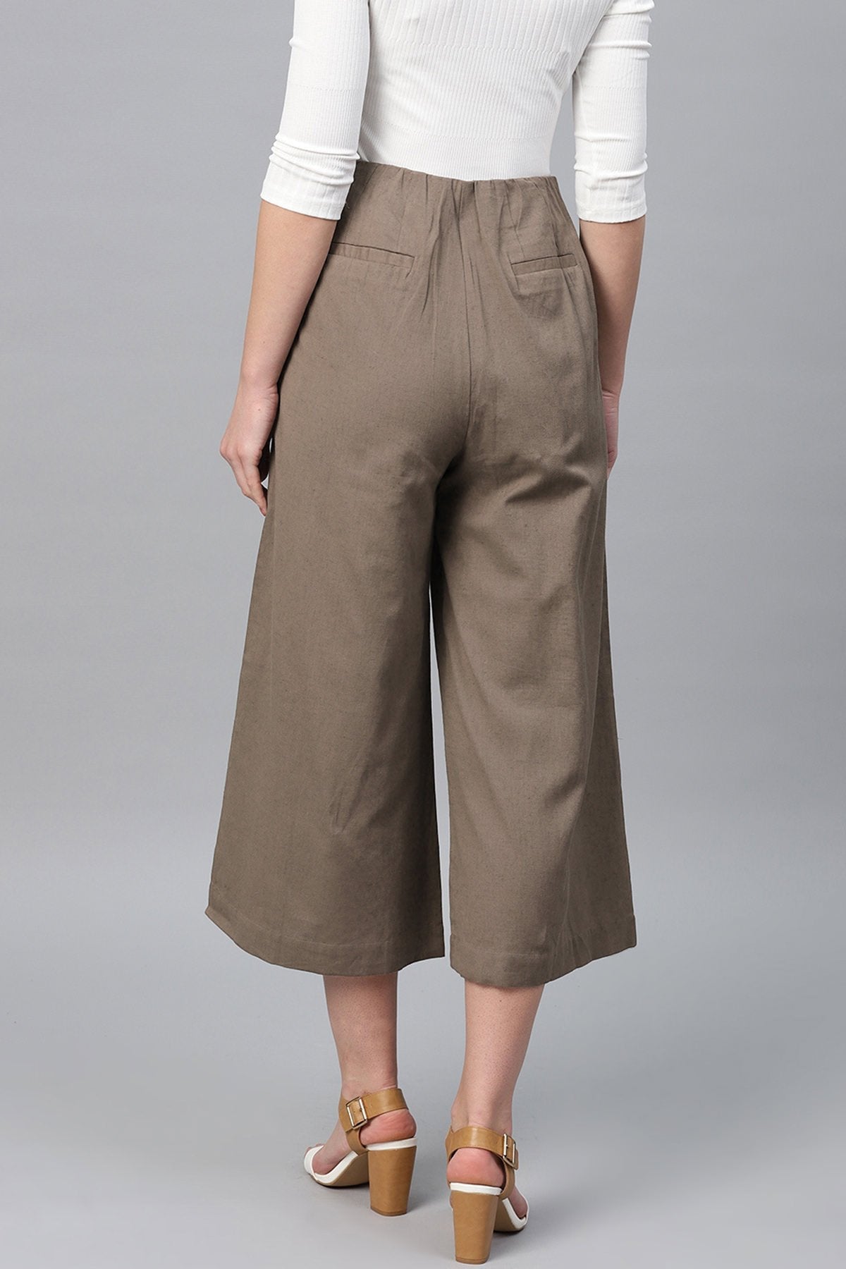 Women's Brown Front Button Pants