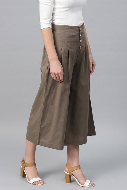 Women's Brown Front Button Pants
