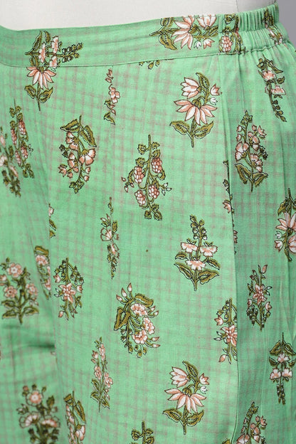 Women's Green Mughal Floral Pencil Pants