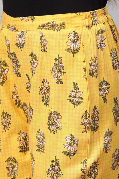 Women's Yellow Mughal Floral Pencil Pants
