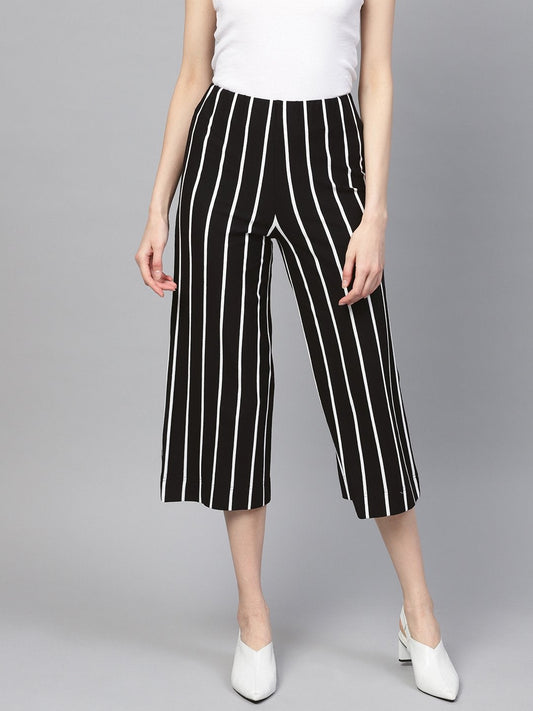 Women's Black White Stripe Pants