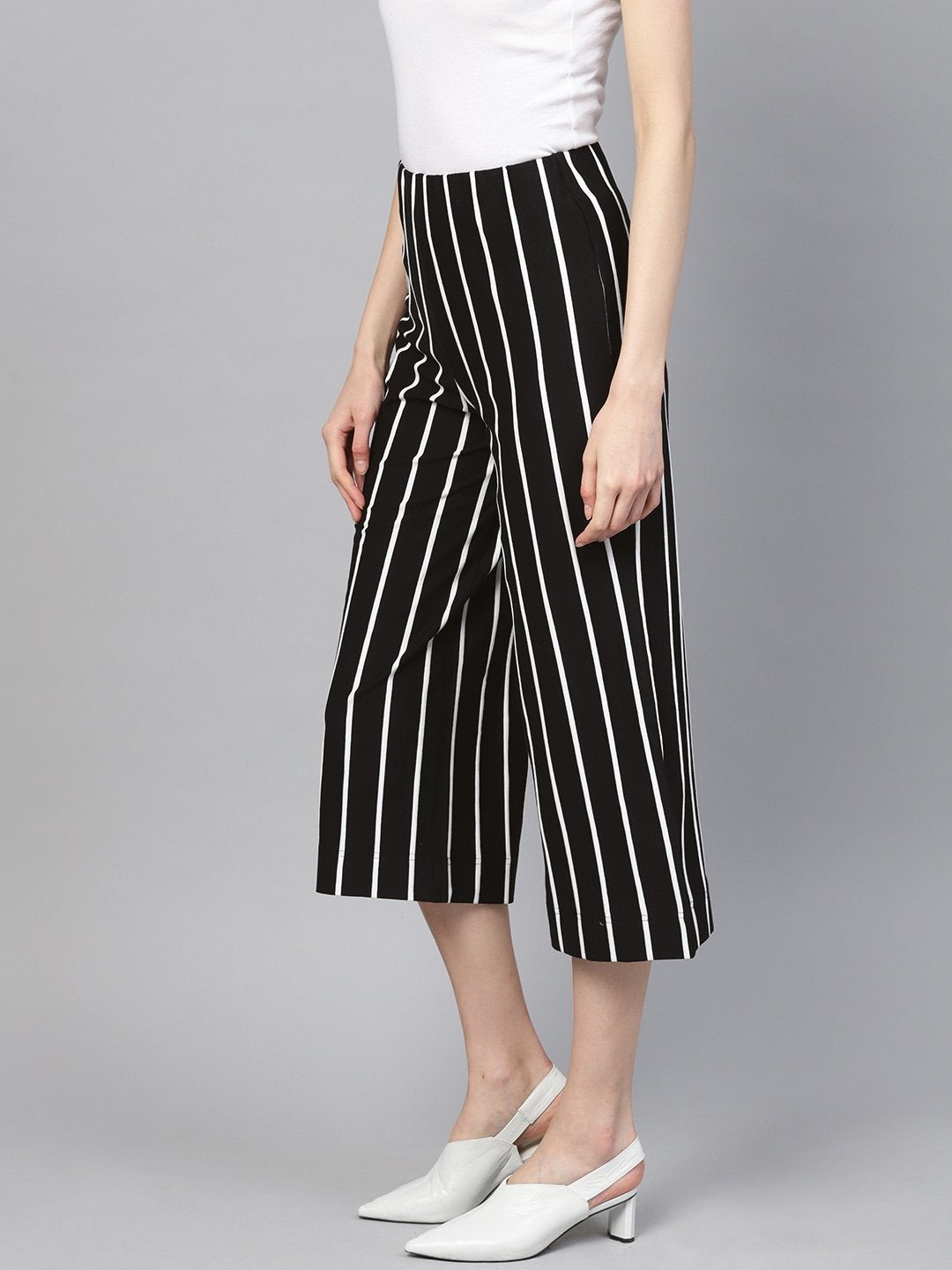 Women's Black White Stripe Pants