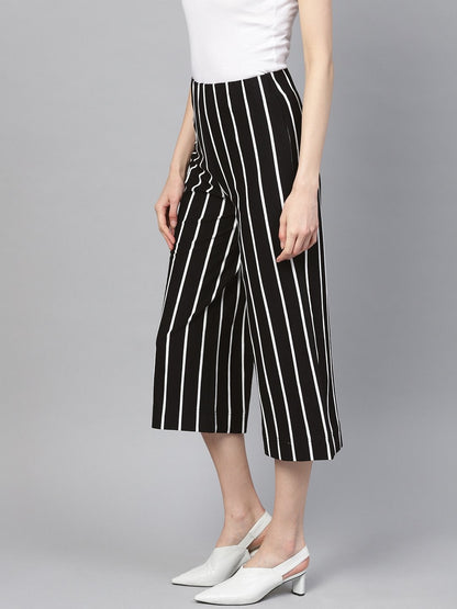 Women's Black White Stripe Pants
