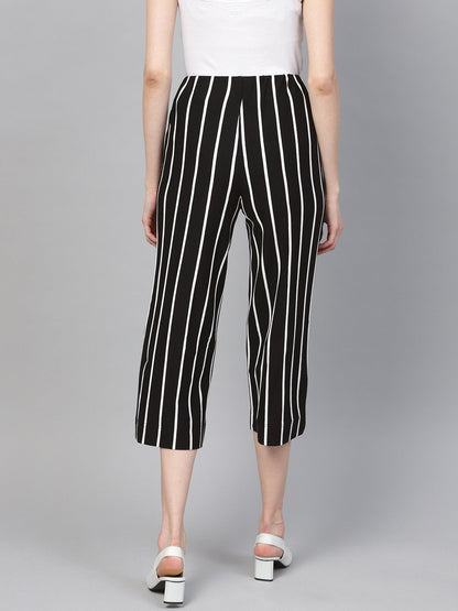 Women's Black White Stripe Pants