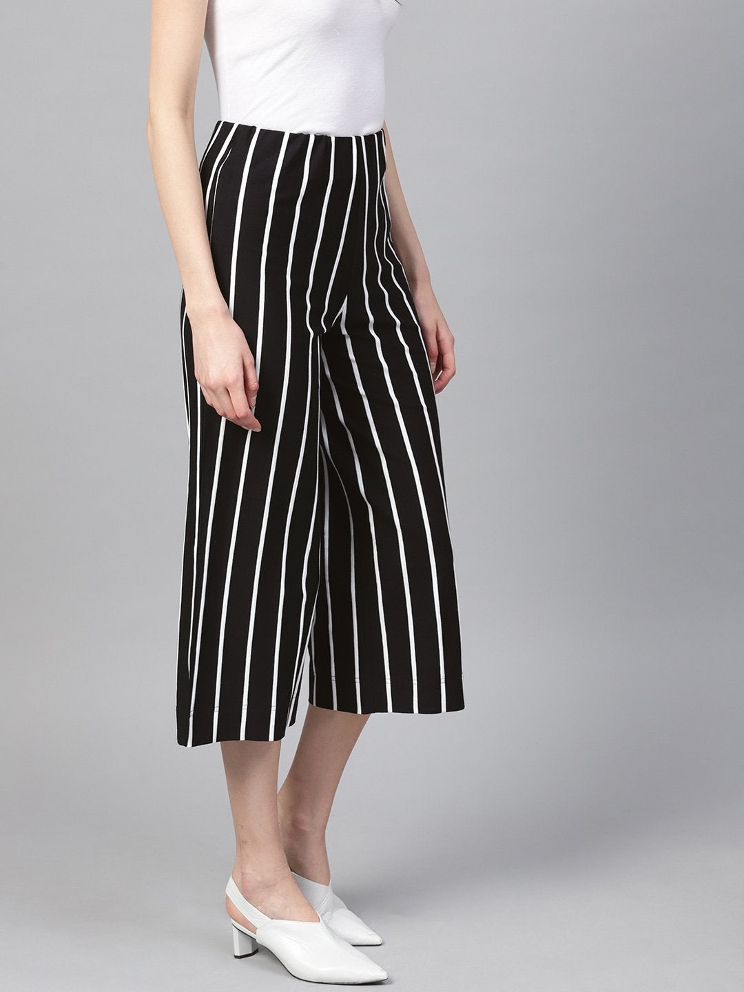 Women's Black White Stripe Pants