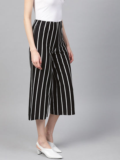 Women's Black White Stripe Pants