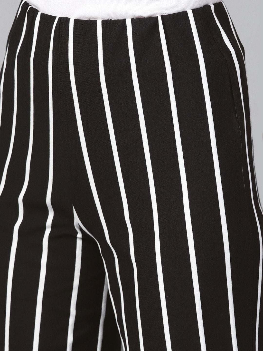 Women's Black White Stripe Pants