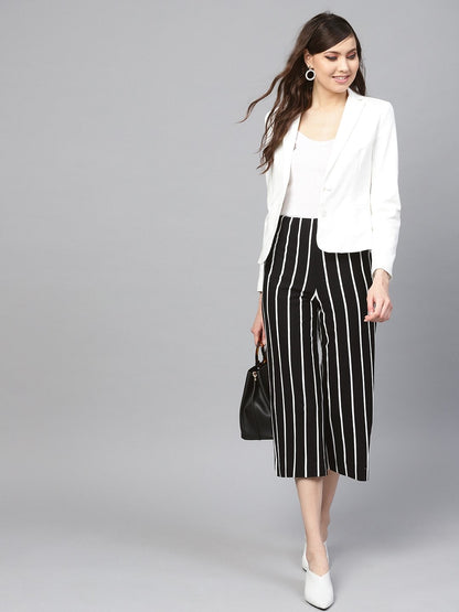 Women's Black White Stripe Pants