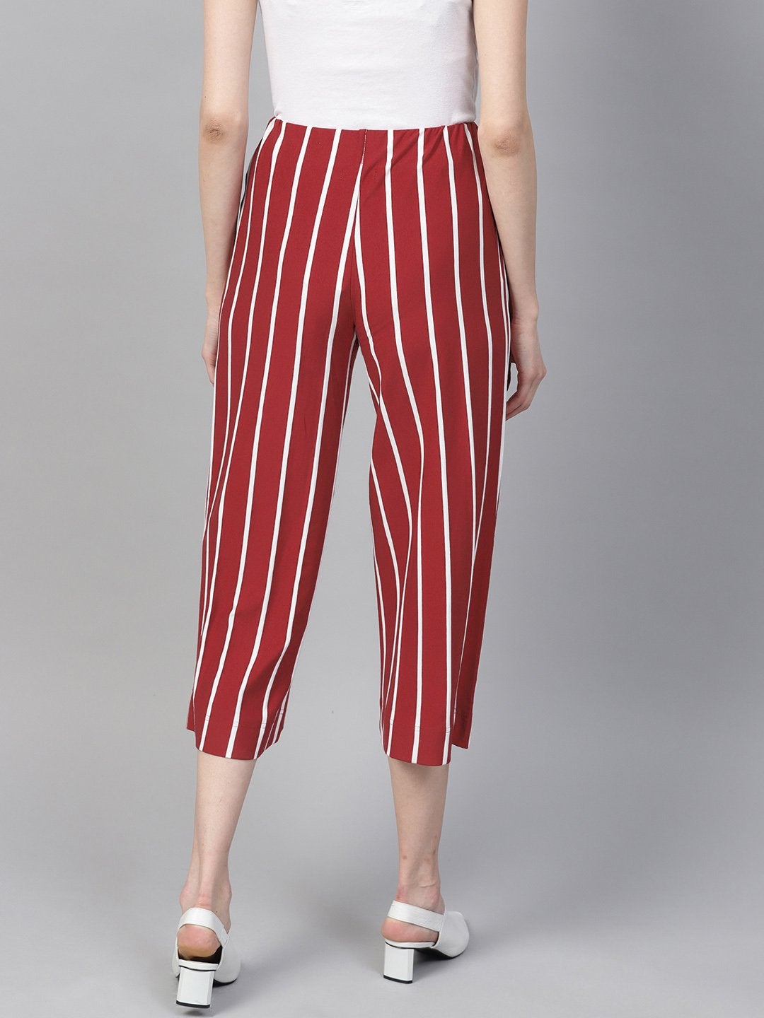 Women's Maroon White Stripe Pants