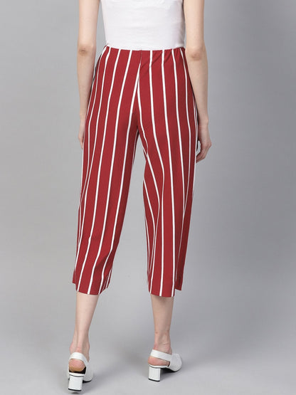 Women's Maroon White Stripe Pants