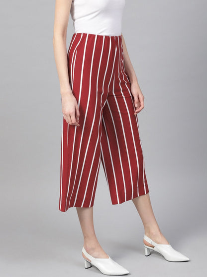Women's Maroon White Stripe Pants