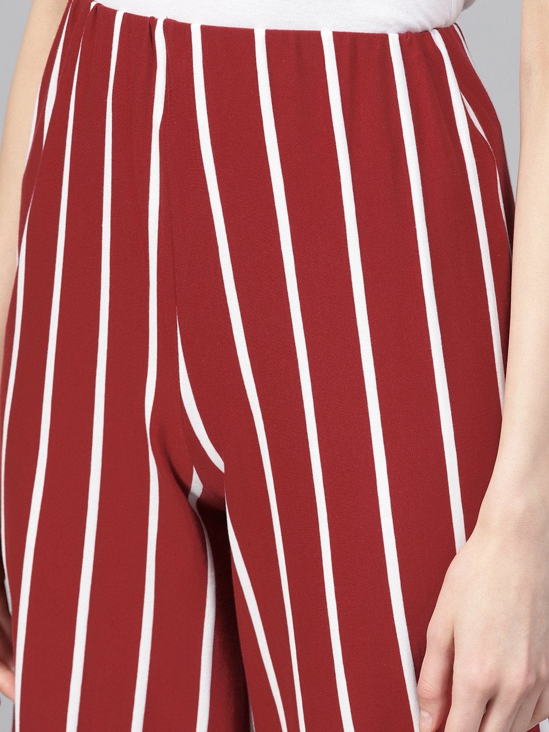 Women's Maroon White Stripe Pants