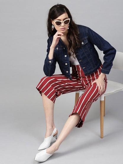 Women's Maroon White Stripe Pants