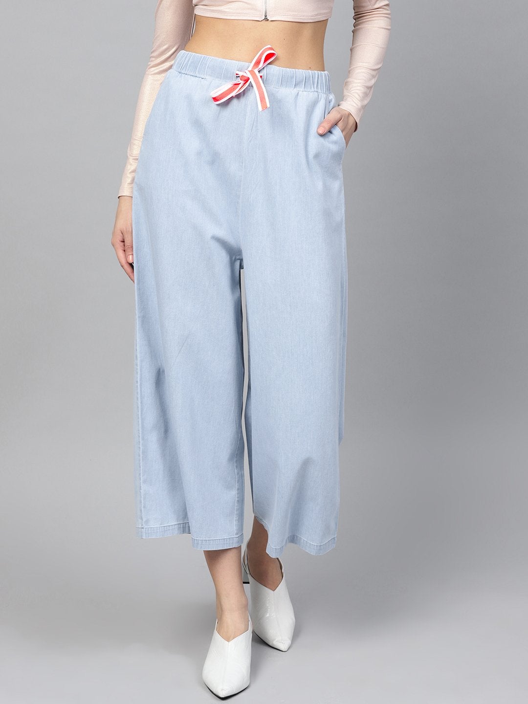 Women's Blue Denim Neon Drawstring Pants