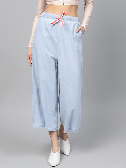 Women's Blue Denim Neon Drawstring Pants