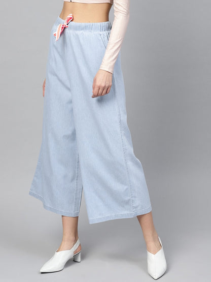 Women's Blue Denim Neon Drawstring Pants