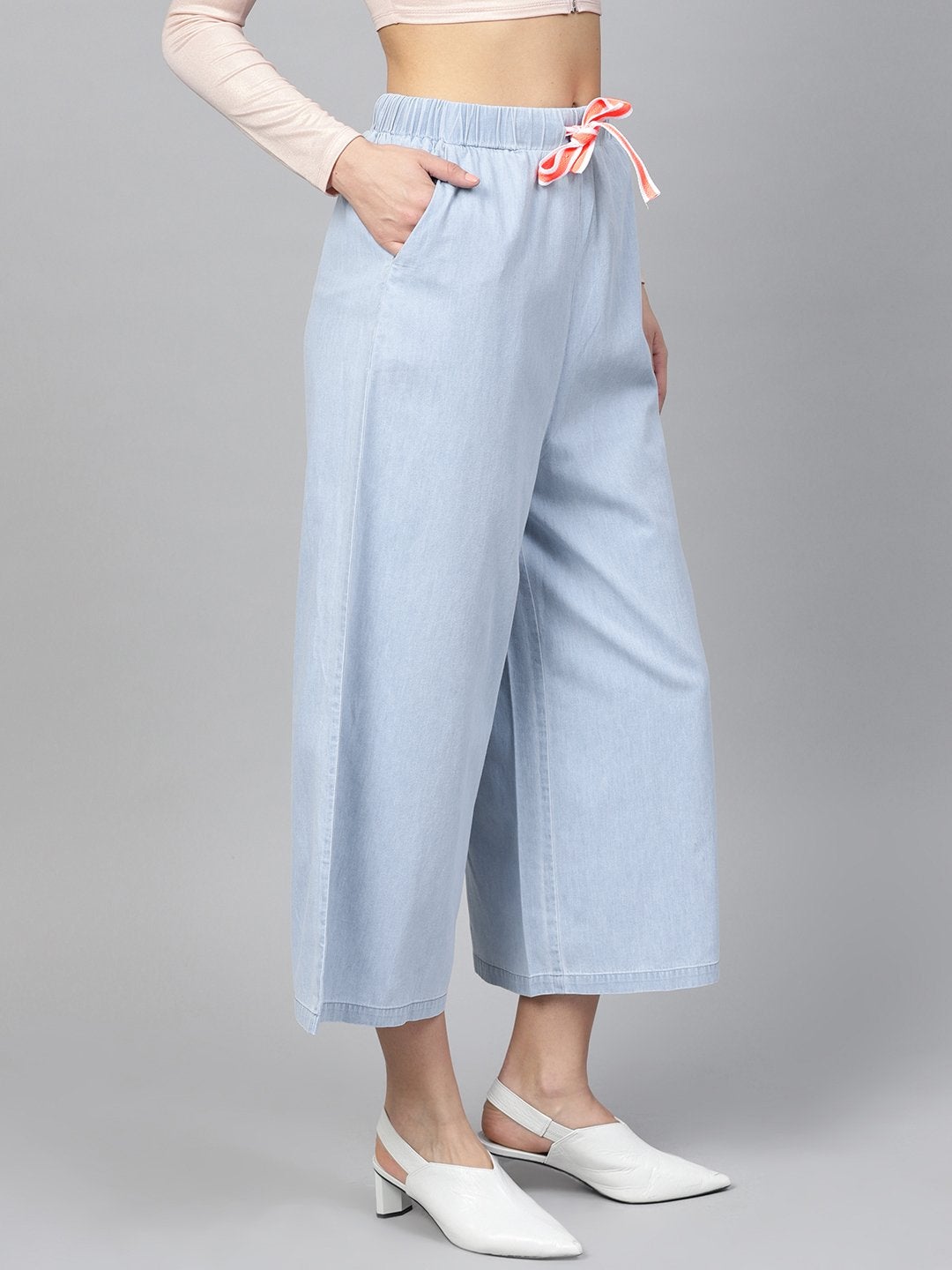 Women's Blue Denim Neon Drawstring Pants