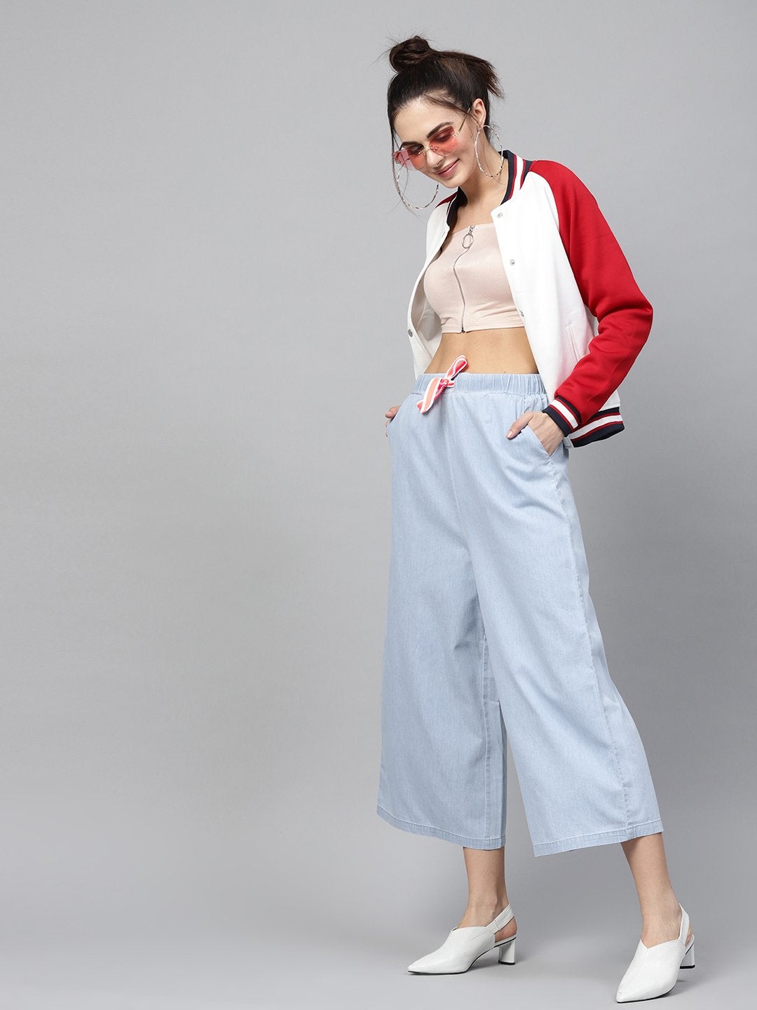 Women's Blue Denim Neon Drawstring Pants