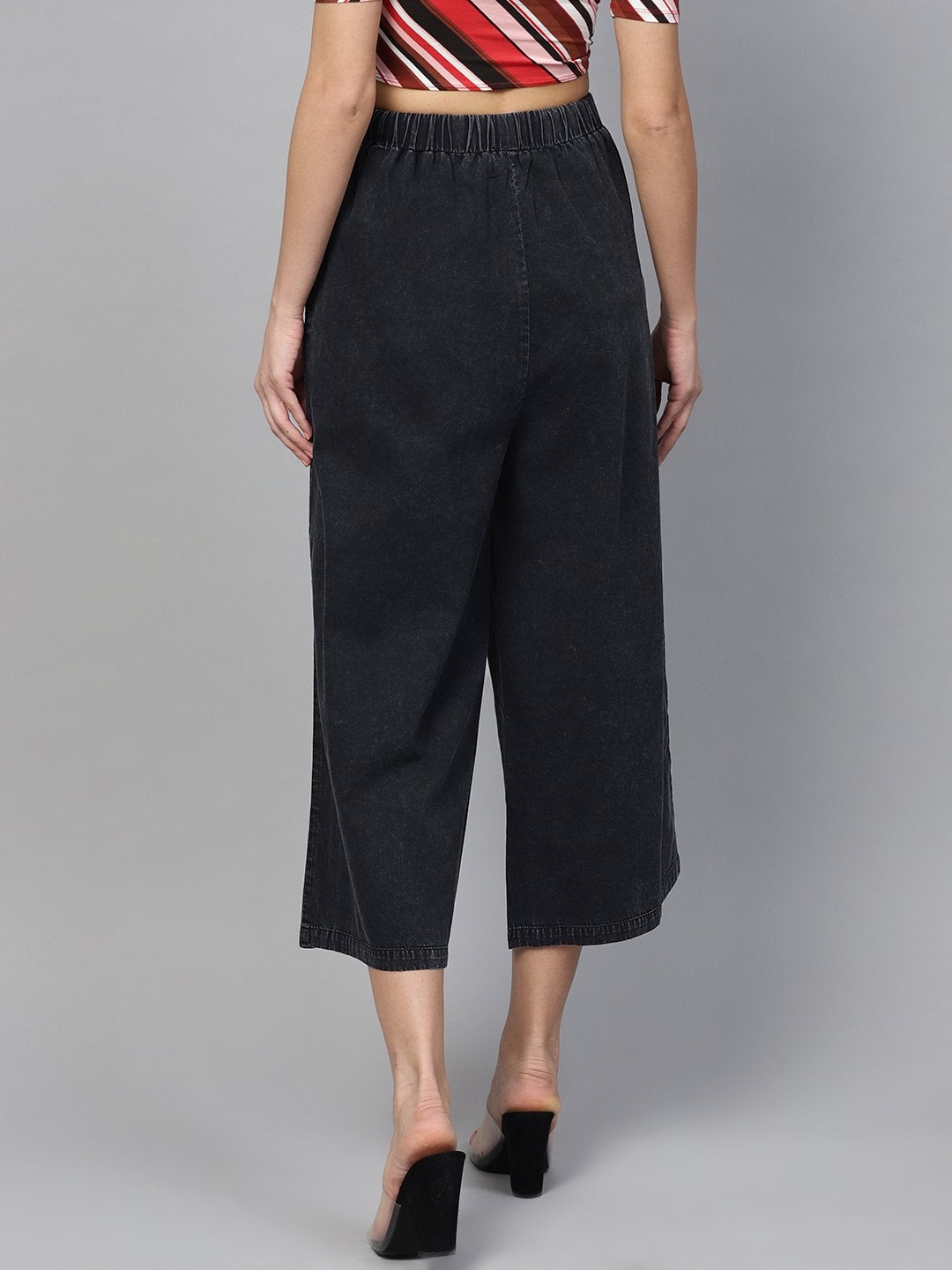 Women's Black Denim Neon Drawstring Pants