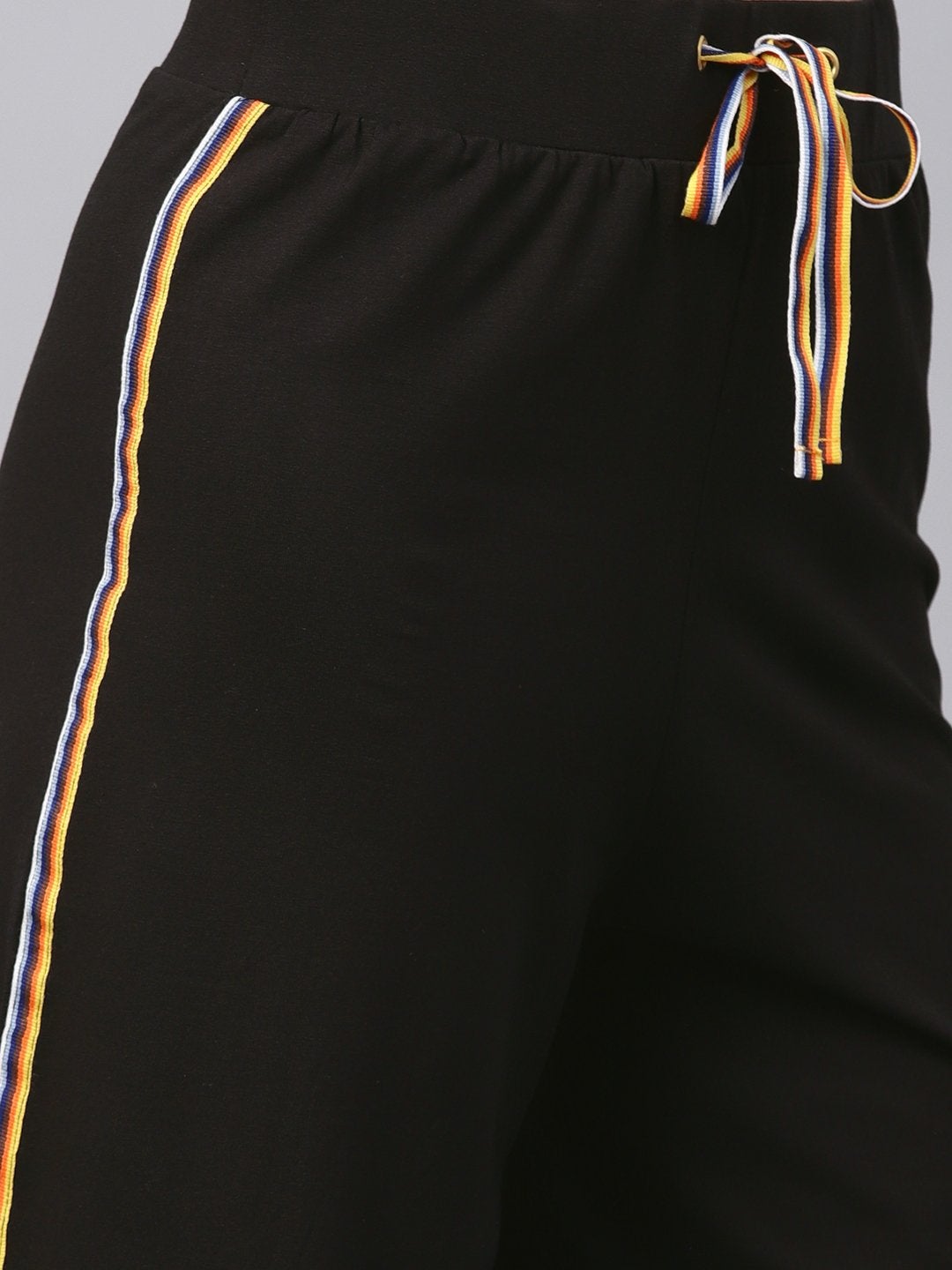 Women's Black Side Slit Athleisure Culottes