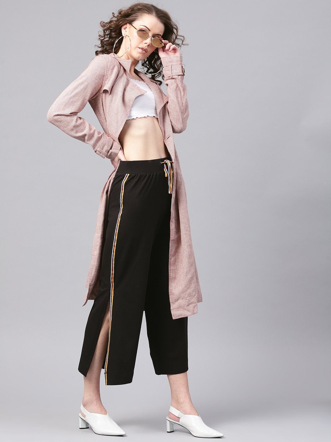 Women's Black Side Slit Athleisure Culottes