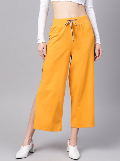 Women's Mustard Side Slit Athleisure Culottes