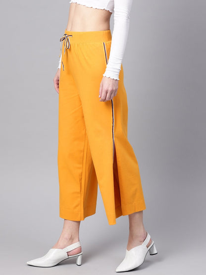 Women's Mustard Side Slit Athleisure Culottes