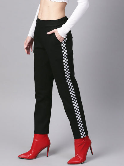 Women's Black Tapered Athleisure Pants
