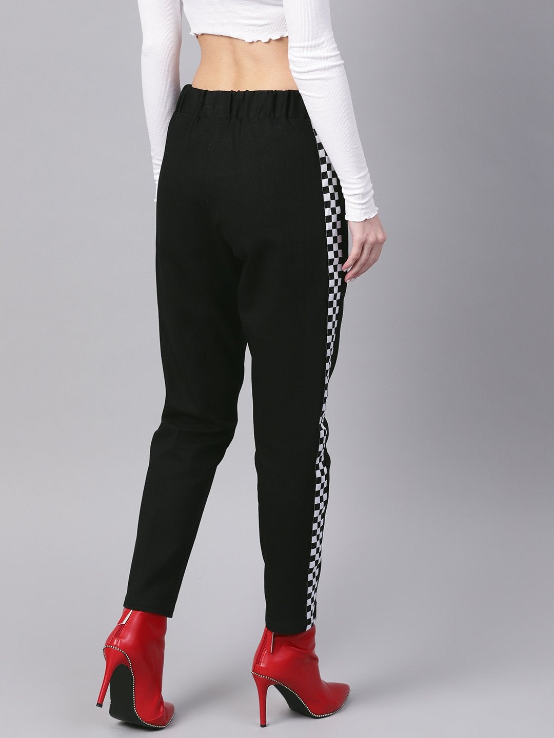 Women's Black Tapered Athleisure Pants