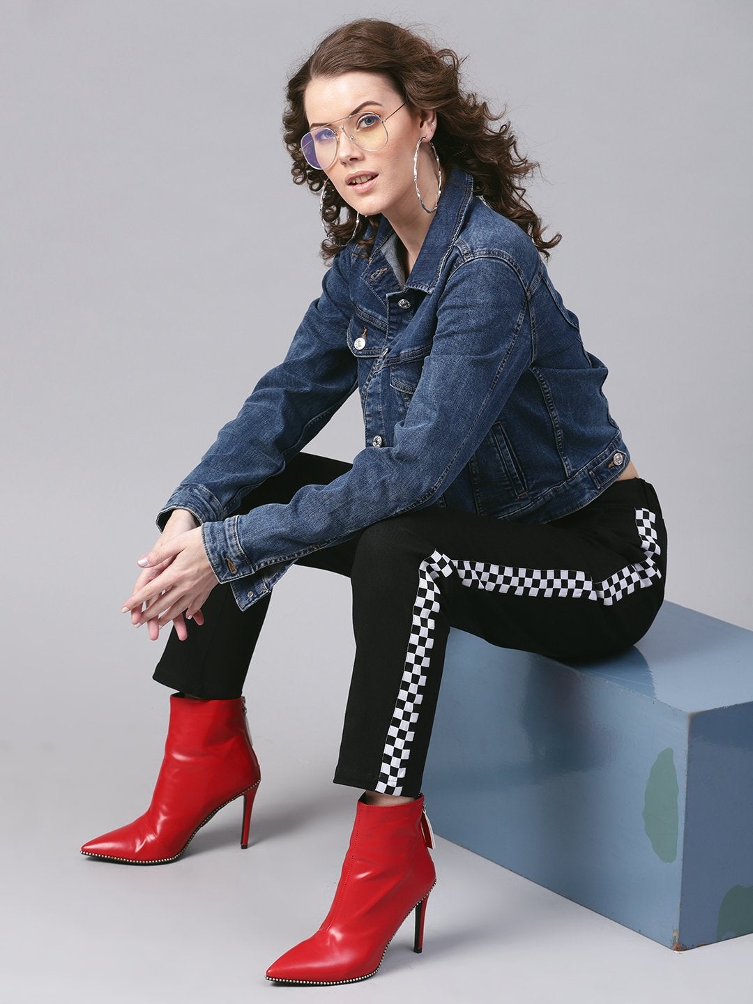 Women's Black Tapered Athleisure Pants
