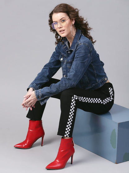 Women's Black Tapered Athleisure Pants