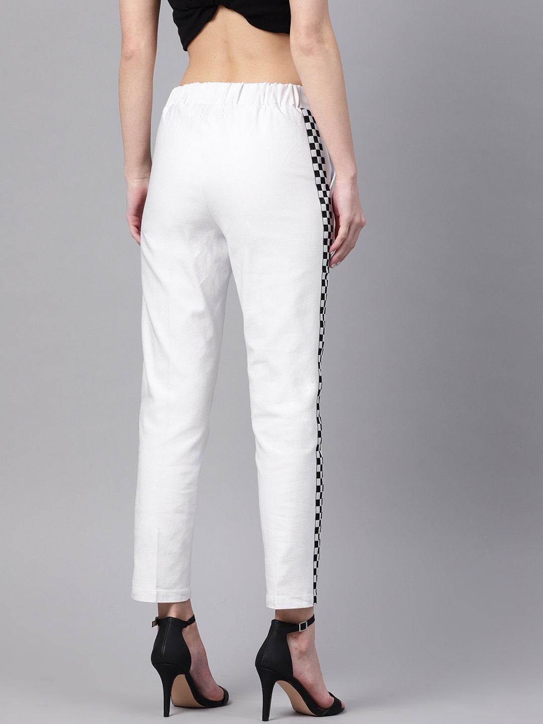Women's White Tapered Athleisure Pants