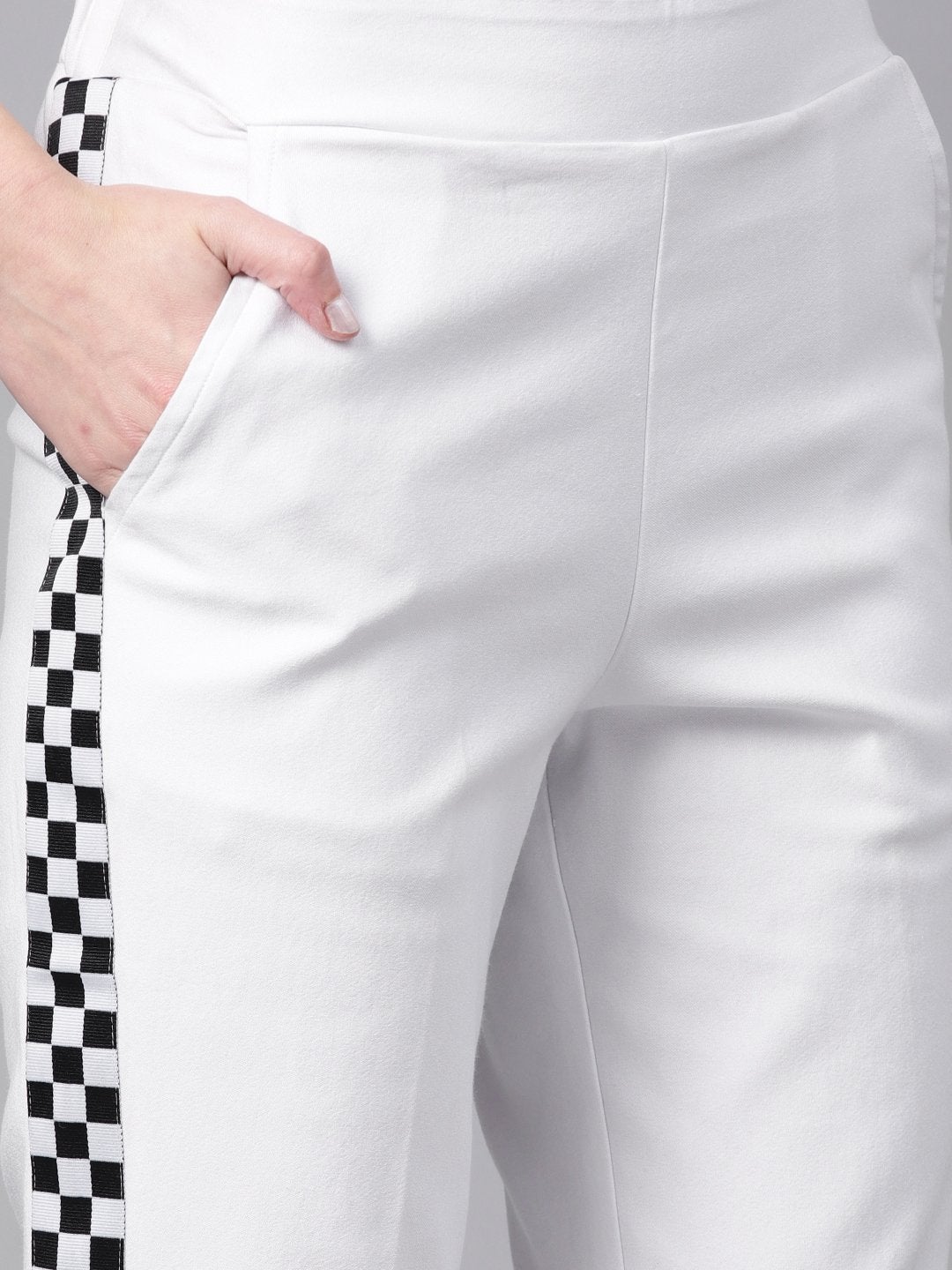 Women's White Tapered Athleisure Pants