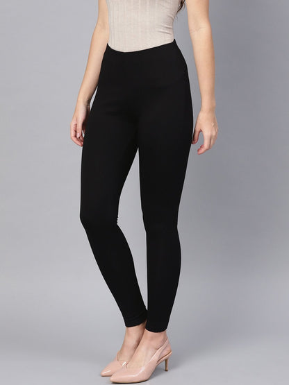 Women's Black Knitted Slim Jeggings