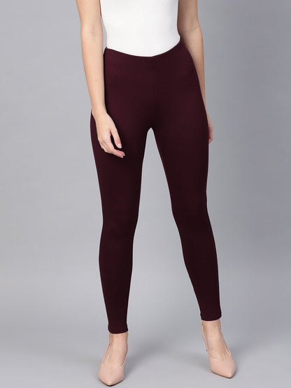 Women's Wine Knitted Slim Jeggings