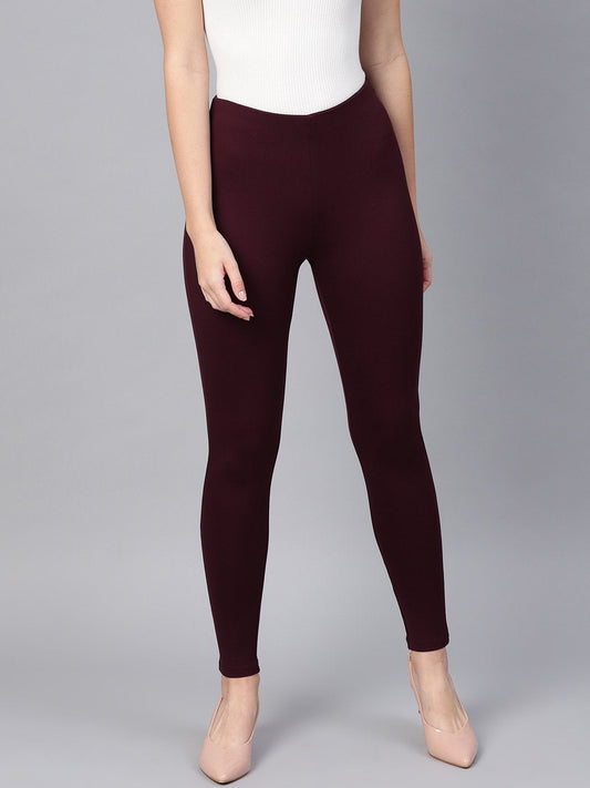 Women's Wine Knitted Slim Jeggings