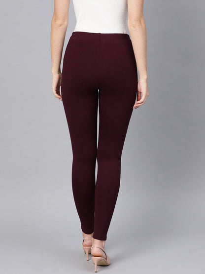 Women's Wine Knitted Slim Jeggings