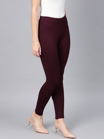 Women's Wine Knitted Slim Jeggings