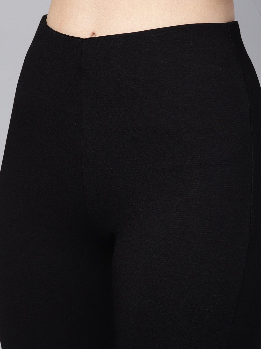 Women's Black Knitted Button Detail Jeggings