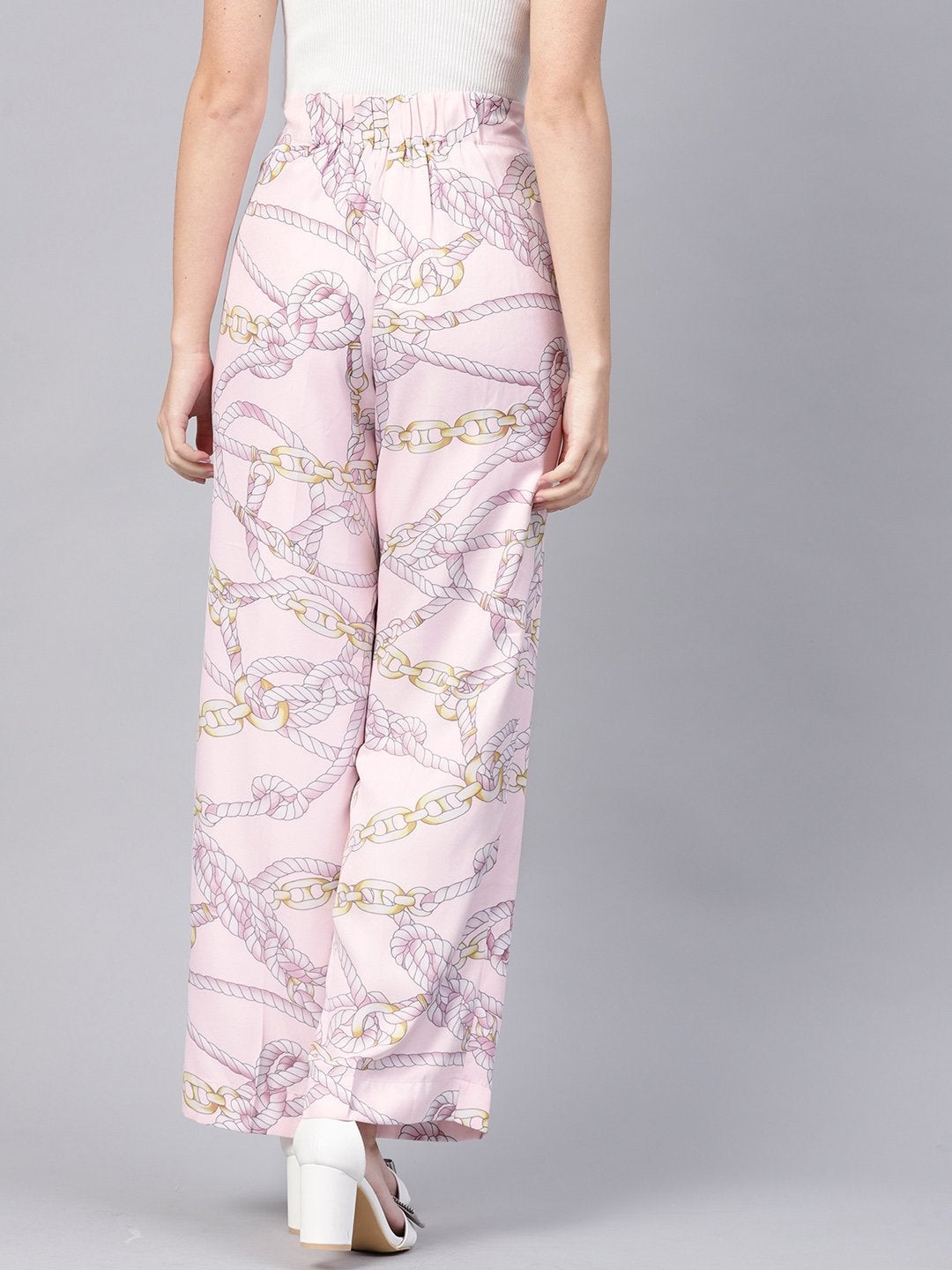 Women's Pink Chain Button Detail Pants