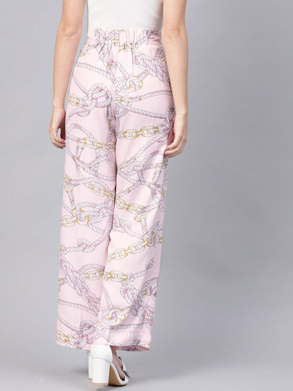 Women's Pink Chain Button Detail Pants