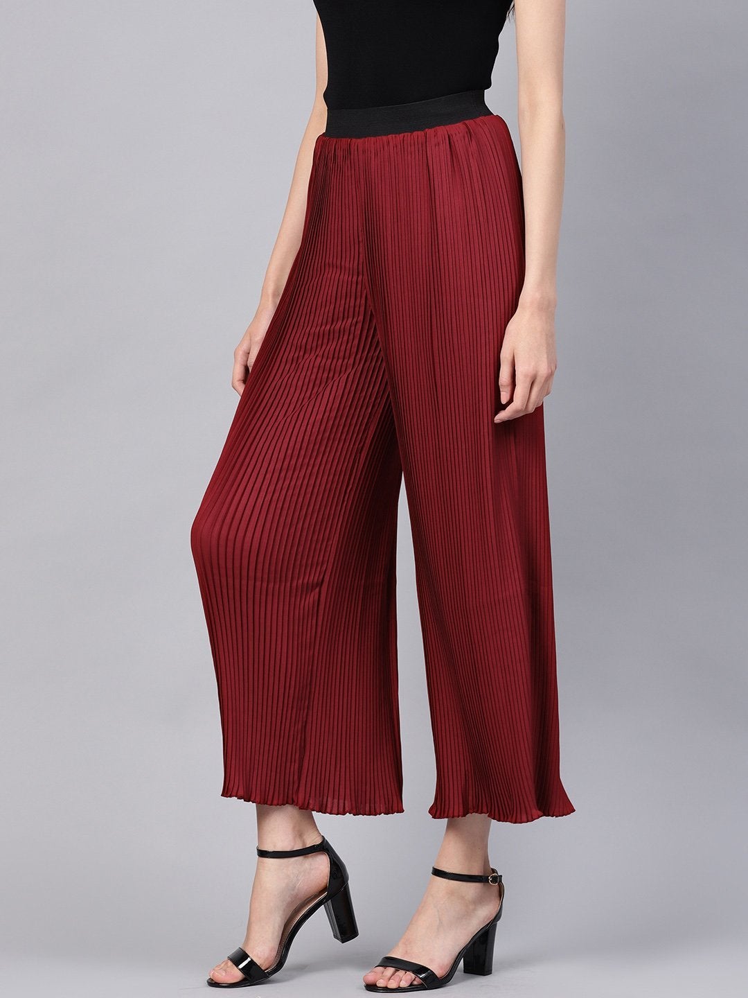 Women's Maroon Pleated Pants
